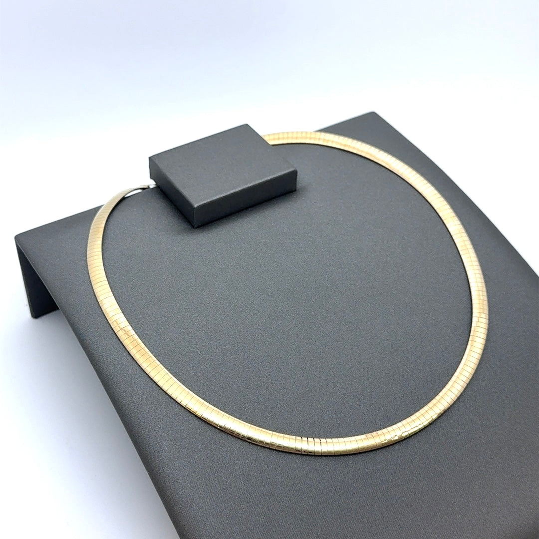 Italy 14k Yellow and White Gold Two Tone Omega Necklace