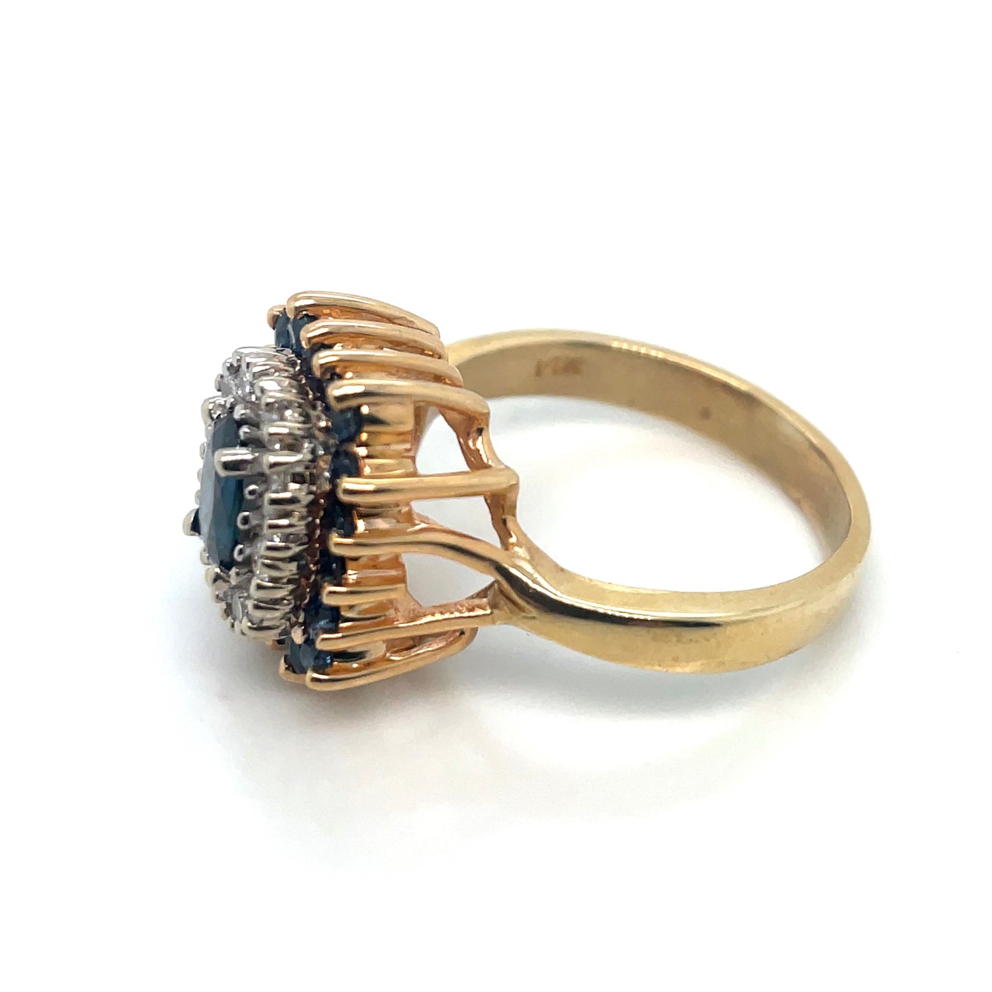 14k Yellow Gold Sapphire Diamonds Ring