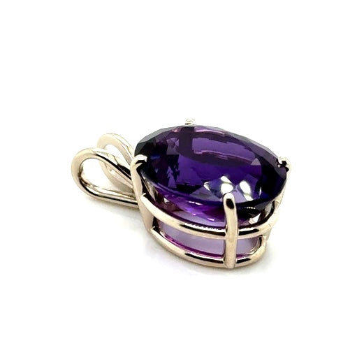 14k White Gold Purple Amethyst Pendant
