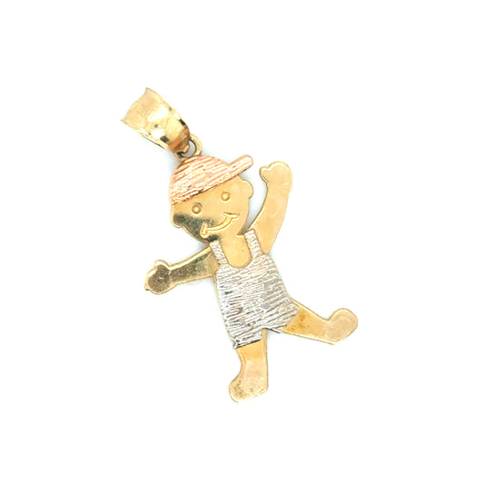 New 14k Yellow, Pink and White Gold 3D Baby Boy Child Charm