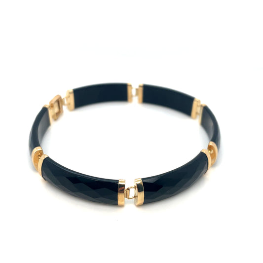 14k Yellow Gold Black Onyx Bracelet