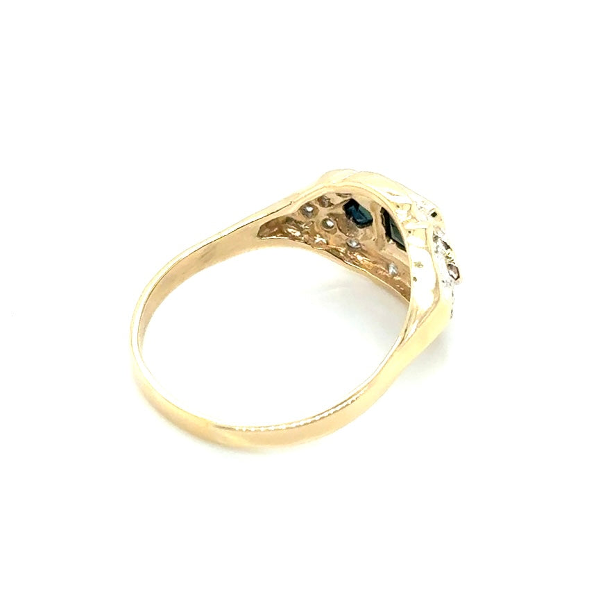 14k Yellow Gold Diamonds and Genuine Sapphire Ring