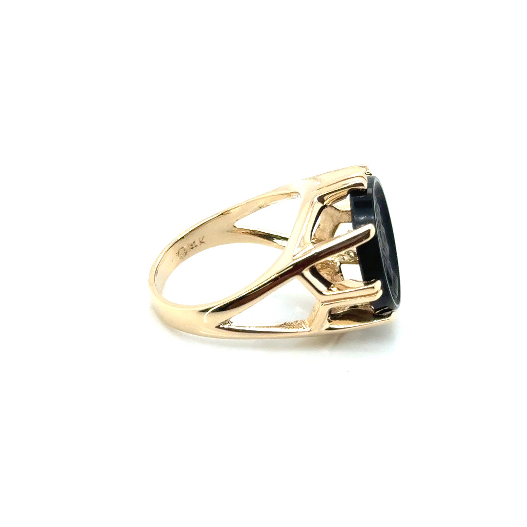 New 14k Yellow Gold Intaglio Unisex Ring