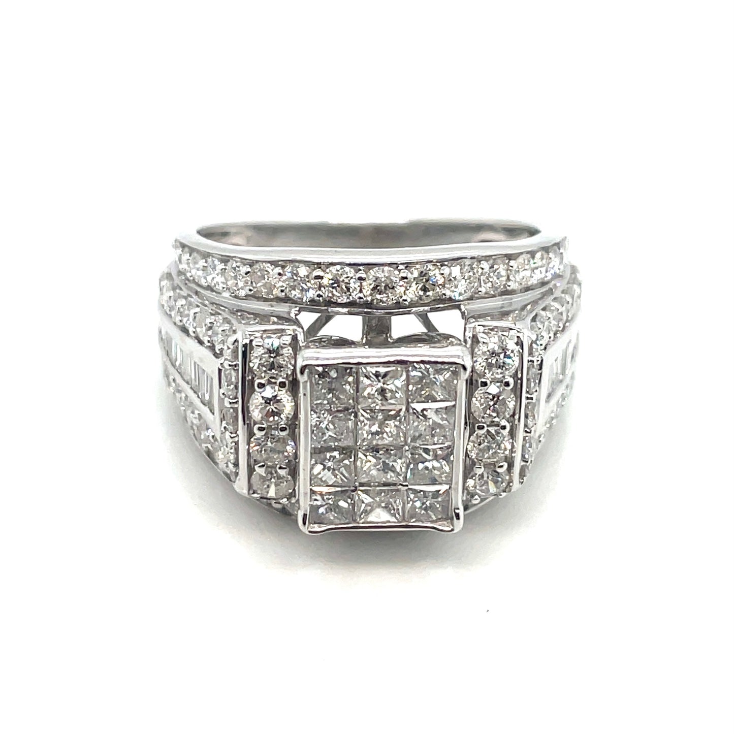 14k White Gold Engagement 4.35 CT TW Diamonds Ring