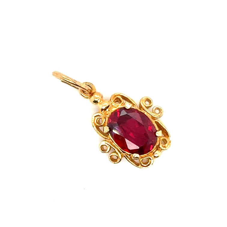 New 14k Yellow Gold Rhodolite Pendant