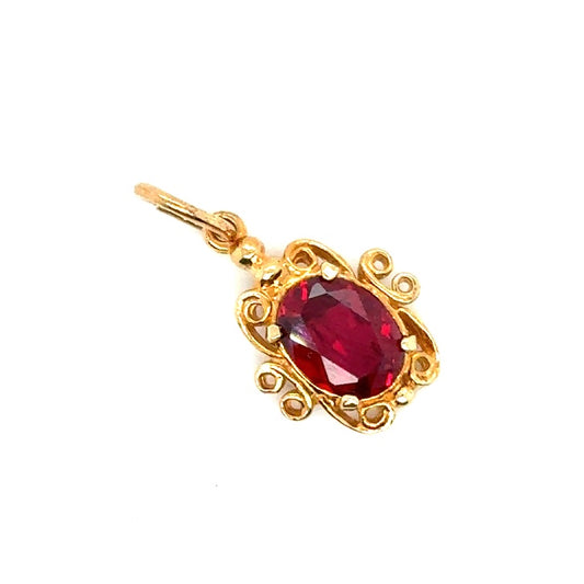 New 14k Yellow Gold Rhodolite Pendant