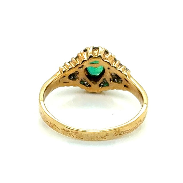 14k Yellow Gold Emerald and Diamonds Ring