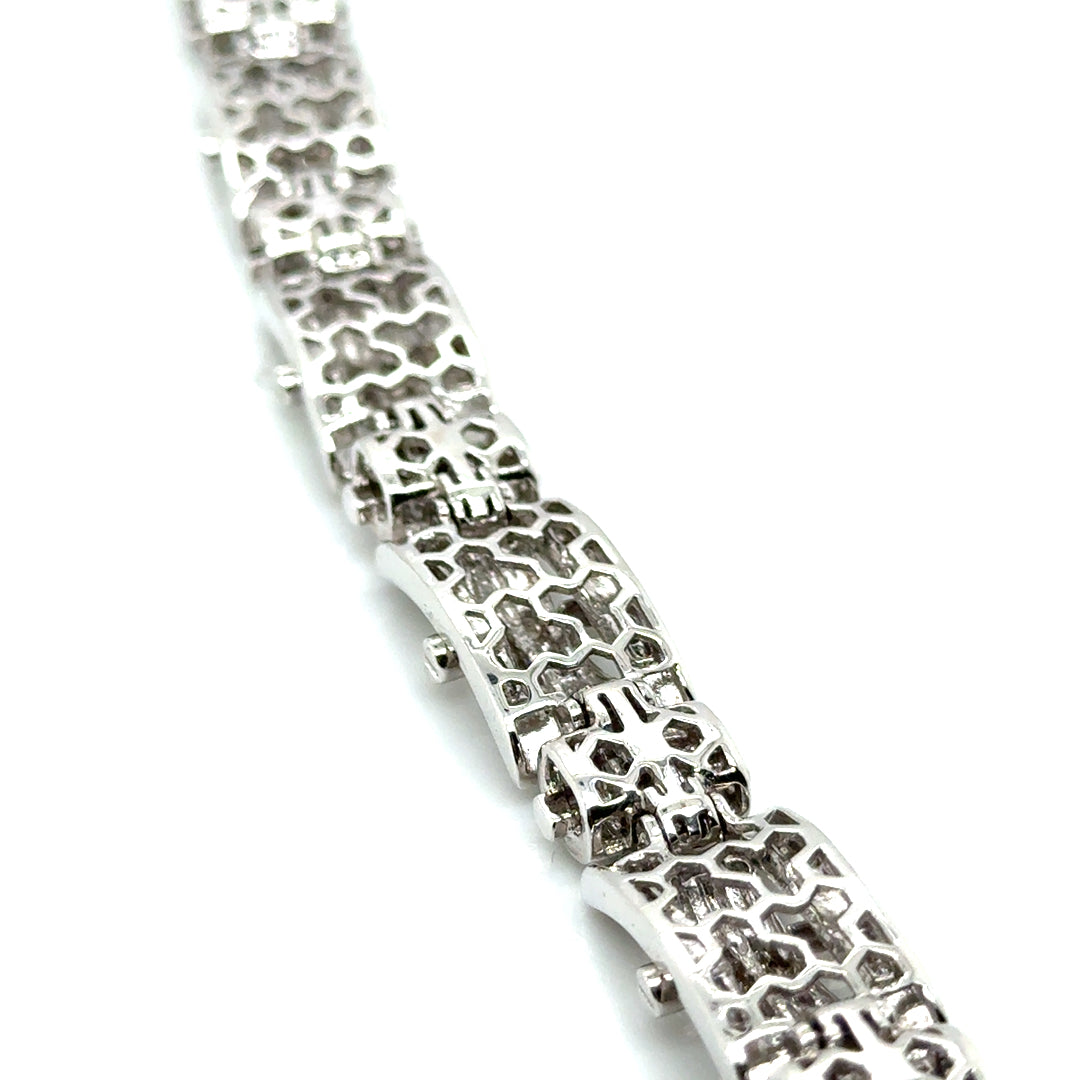 New 14k White Gold 3 CT TW Diamond Men’s Bracelet