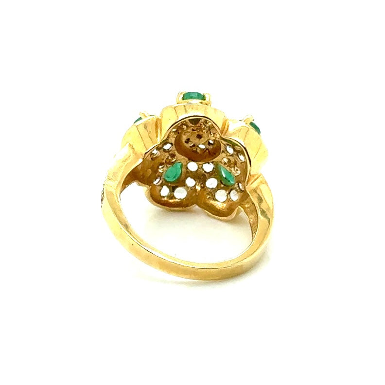 14k Yellow Gold Emerald and Diamonds Ring