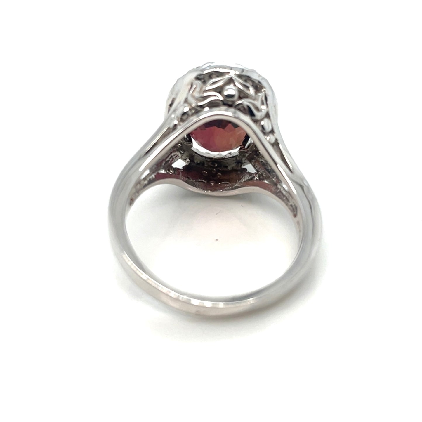 14k White Gold Pink Tourmaline and Diamonds Ring