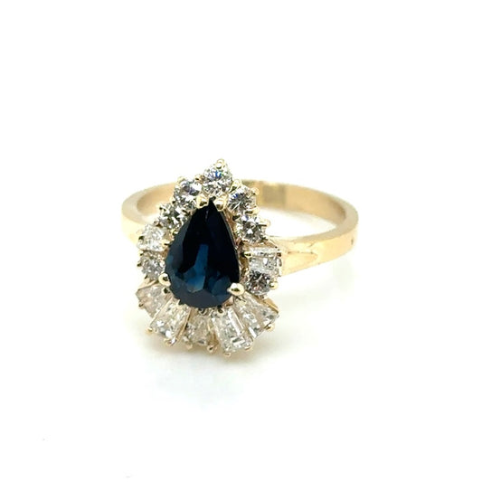 18k Yellow Gold Sapphire and 1.2 CT TW Diamond Custom Made Women’s Ring