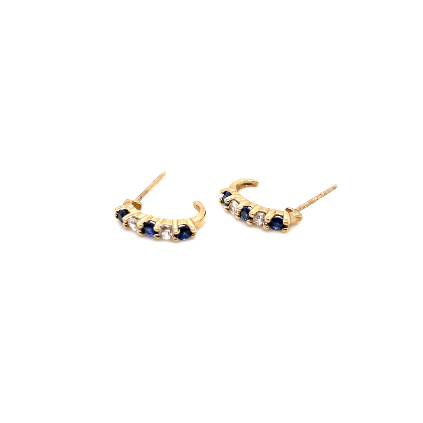 14k Yellow Gold Sapphire & Diamonds Earrings