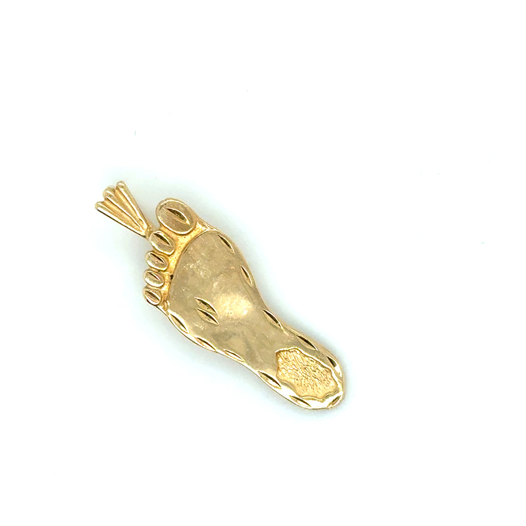 14k Yellow Gold Foot Pendant