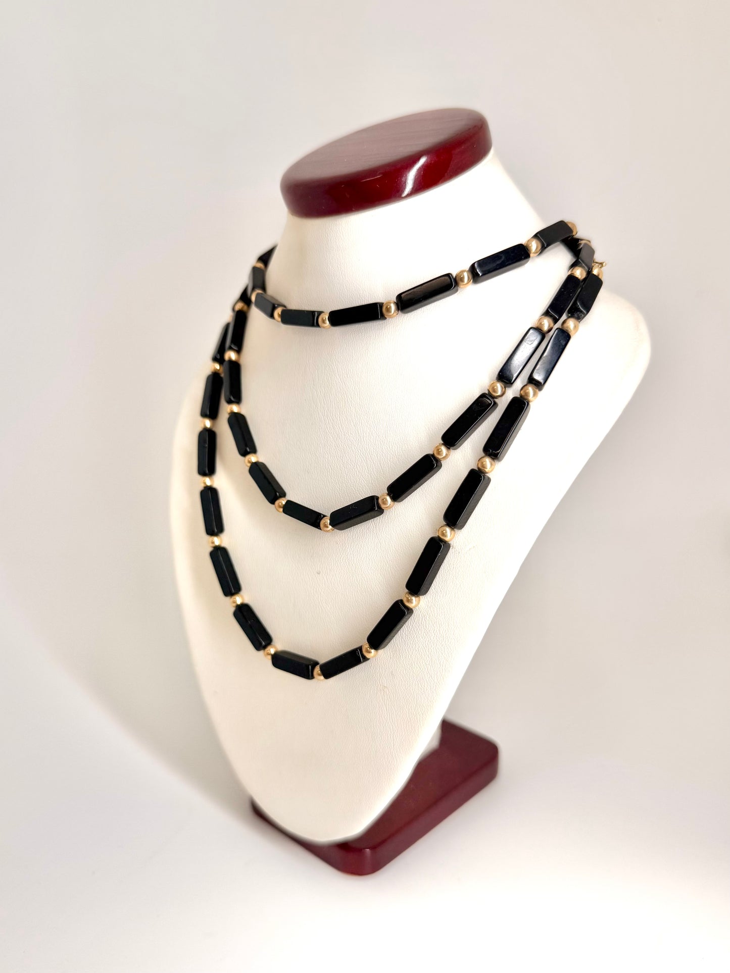 14k Yellow Gold Black Onyx Necklace