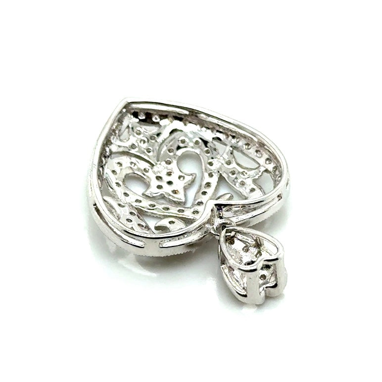 14k White Gold 1 CT TW Diamond Heart Pendant