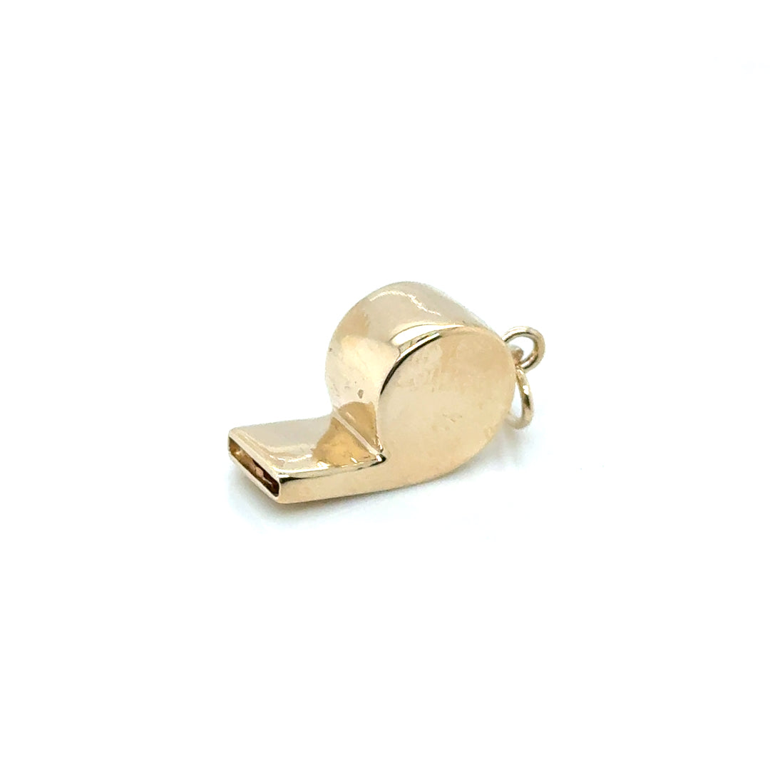 New 14k Yellow Gold Whistle Pendant