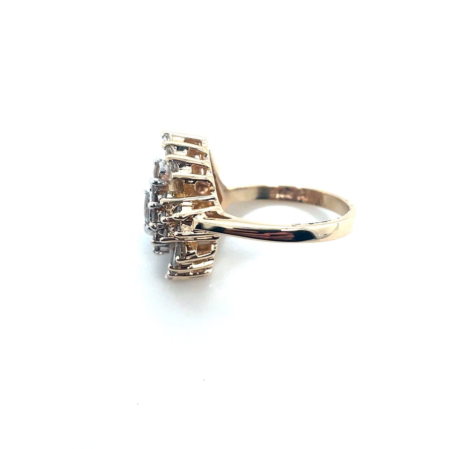 14k Yellow Gold Round, Tapered and Straight 2.1 CT TW Diamonds Ring