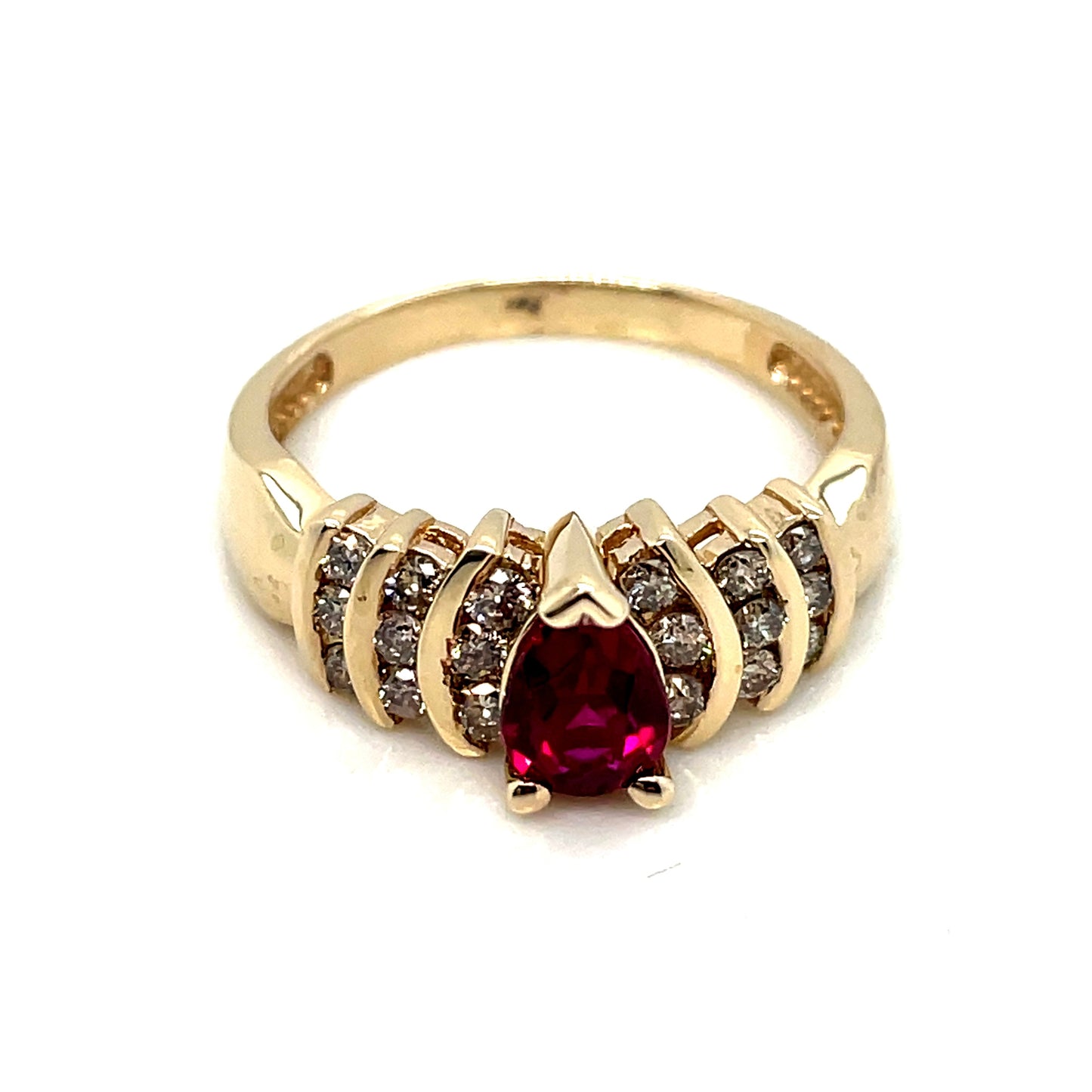 14k Yellow Gold Light Rhodolite 0.55 CT TWDiamond Ring