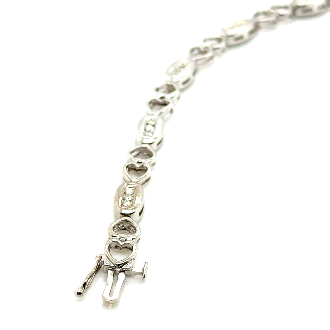 New 14k White Gold 1.40 CT TW Diamond 6.5”Bracelet