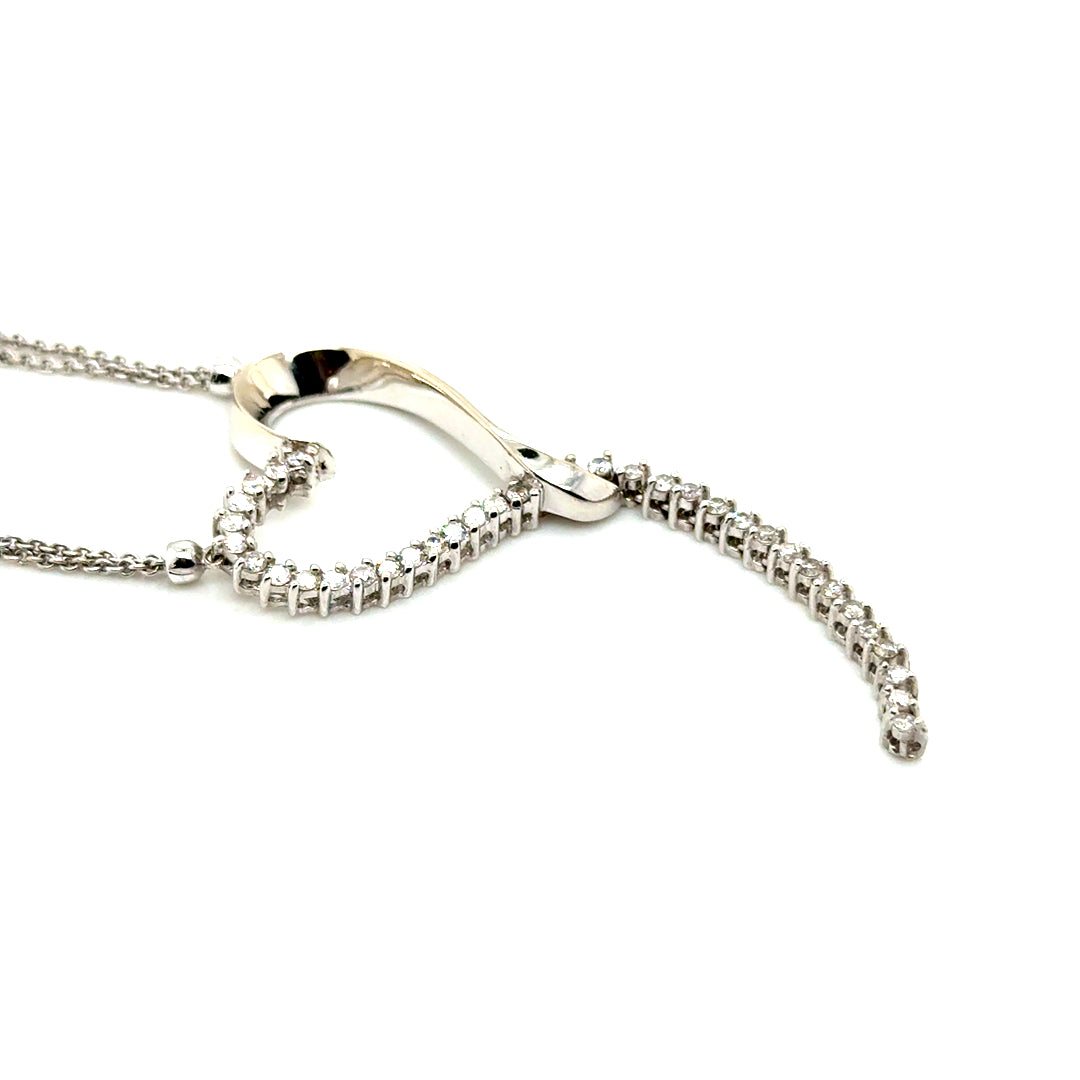 New 14k White Gold 0.90 CT TW Diamond Necklace