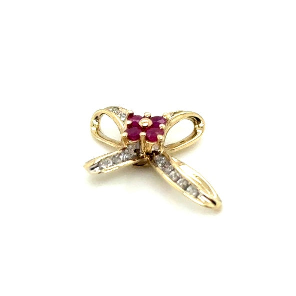10k Yellow Gold Ruby & 0.10 CT TW Diamond Cross Pendant
