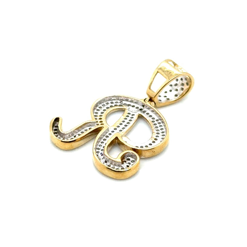 10k Yellow Gold 1.2 CT TW Diamond Letter “R” Pendant