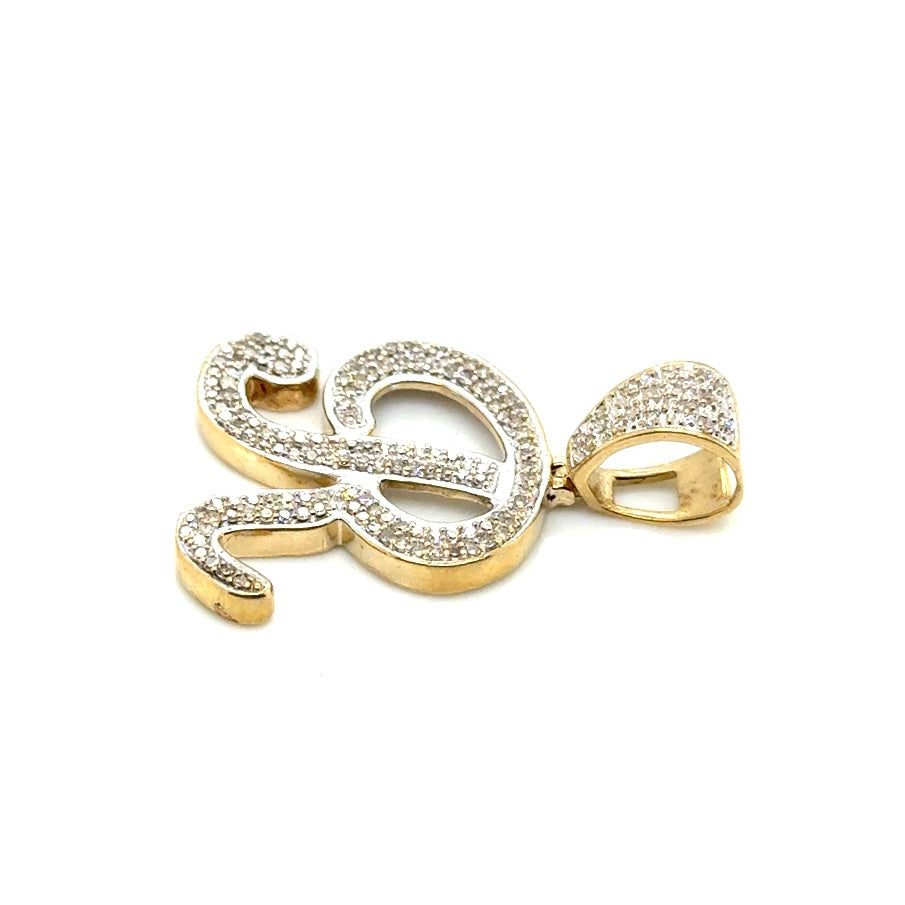 10k Yellow Gold 1.2 CT TW Diamond Letter “R” Pendant