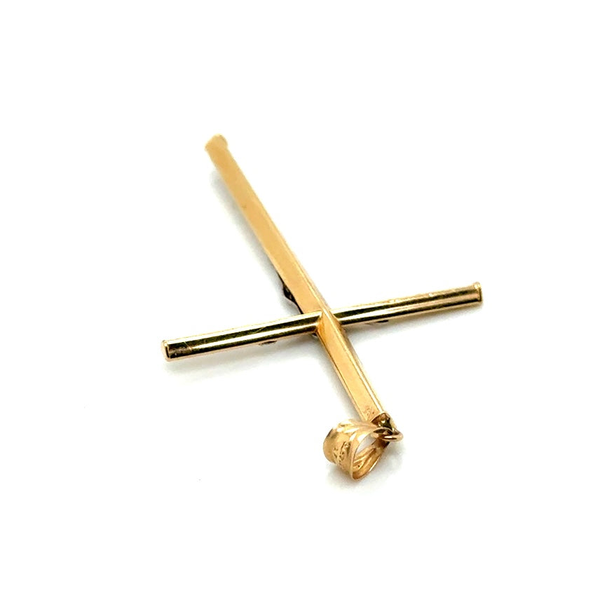 14k Yellow & White Gold Crucifix Cross CZ Pendant