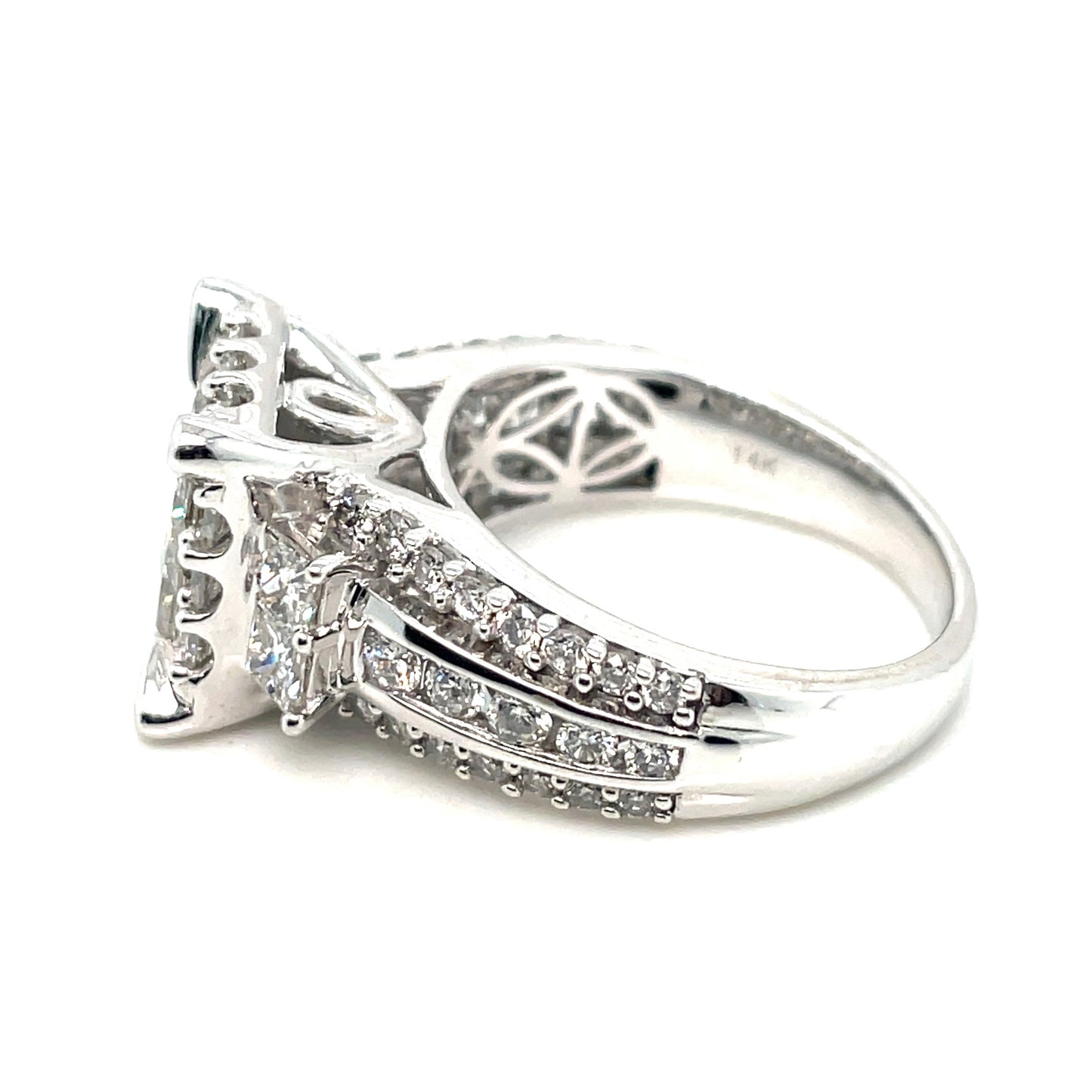 14k White Gold Engagement 3.10 CT TW Diamonds Ring