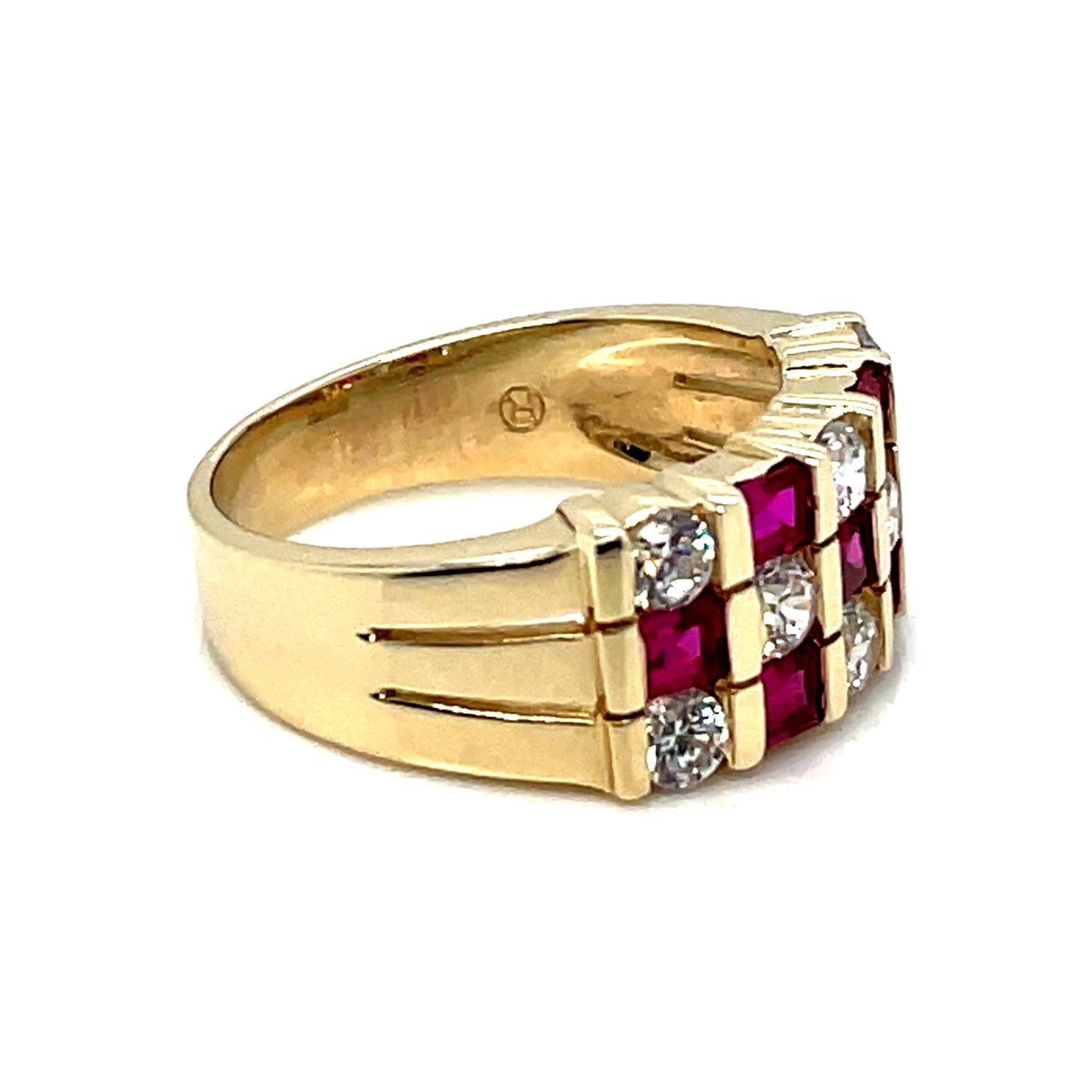 14k Yellow Gold Ruby and Cubic Zirconia Ring
