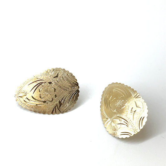 Vintage Floral 14k Yellow Gold Earrings