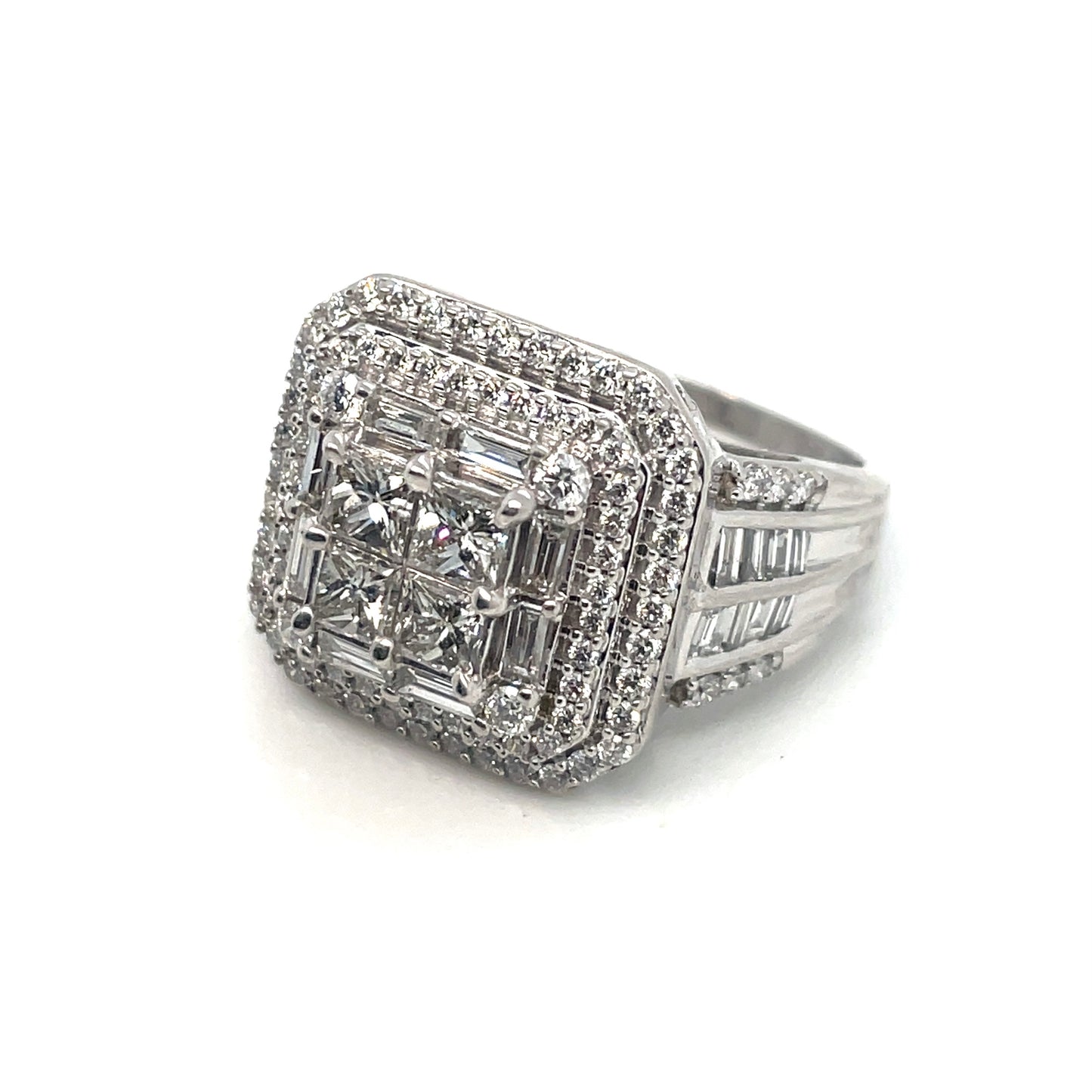 14k White Gold Engagement 3.30 CT TW Diamonds Ring