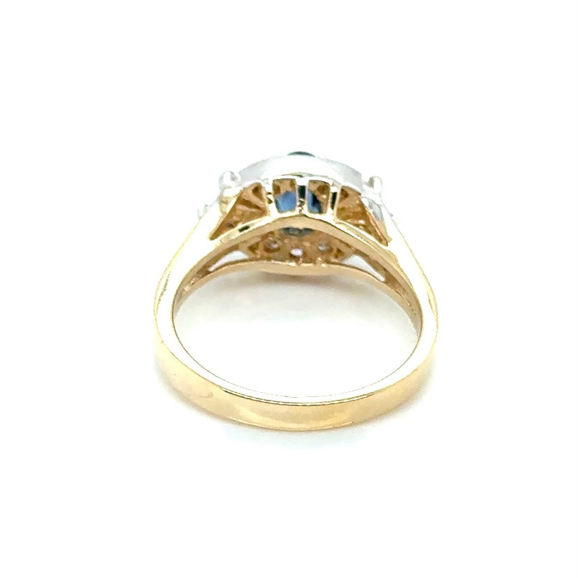 14k Yellow Gold Sapphire and 0.35 CT TW Diamond Ring