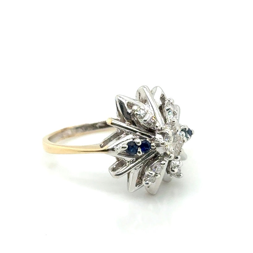 14k White Gold Sapphire and 0.45 CT TW Diamond Ring