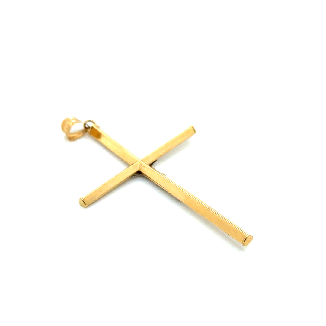 14k Yellow & White Gold Crucifix Cross CZ Pendant