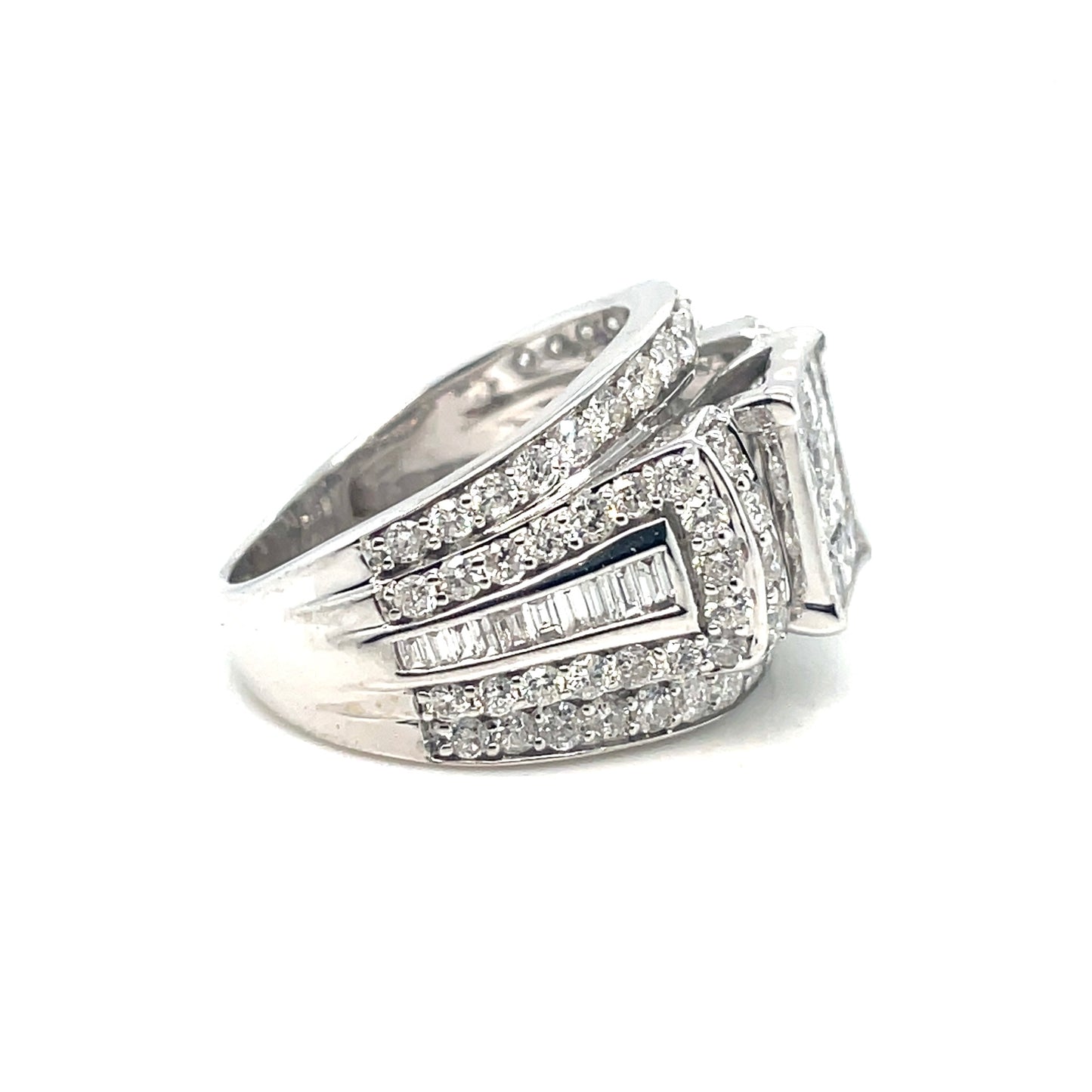 14k White Gold Engagement 4.35 CT TW Diamonds Ring