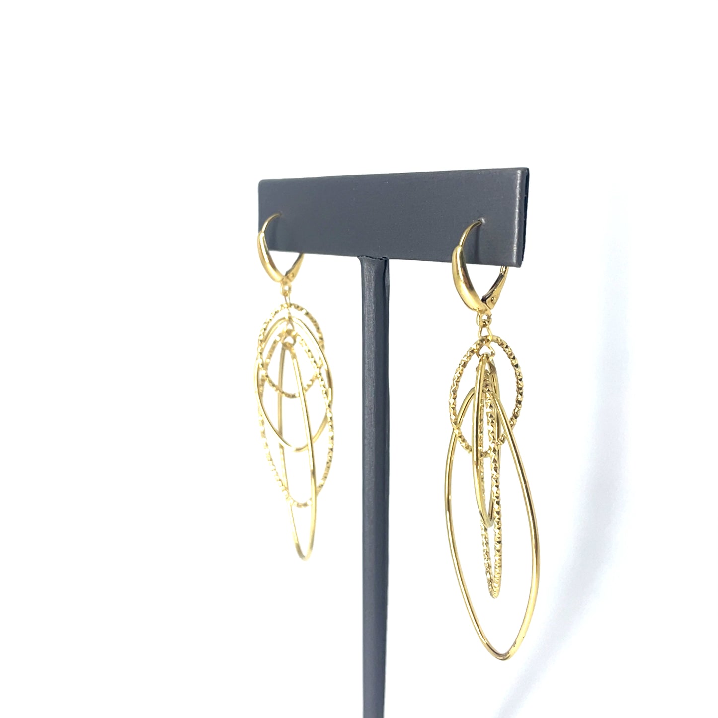 14k Yellow Gold Polished & Textured Interlocking Nanette Orbital Drop Earrings