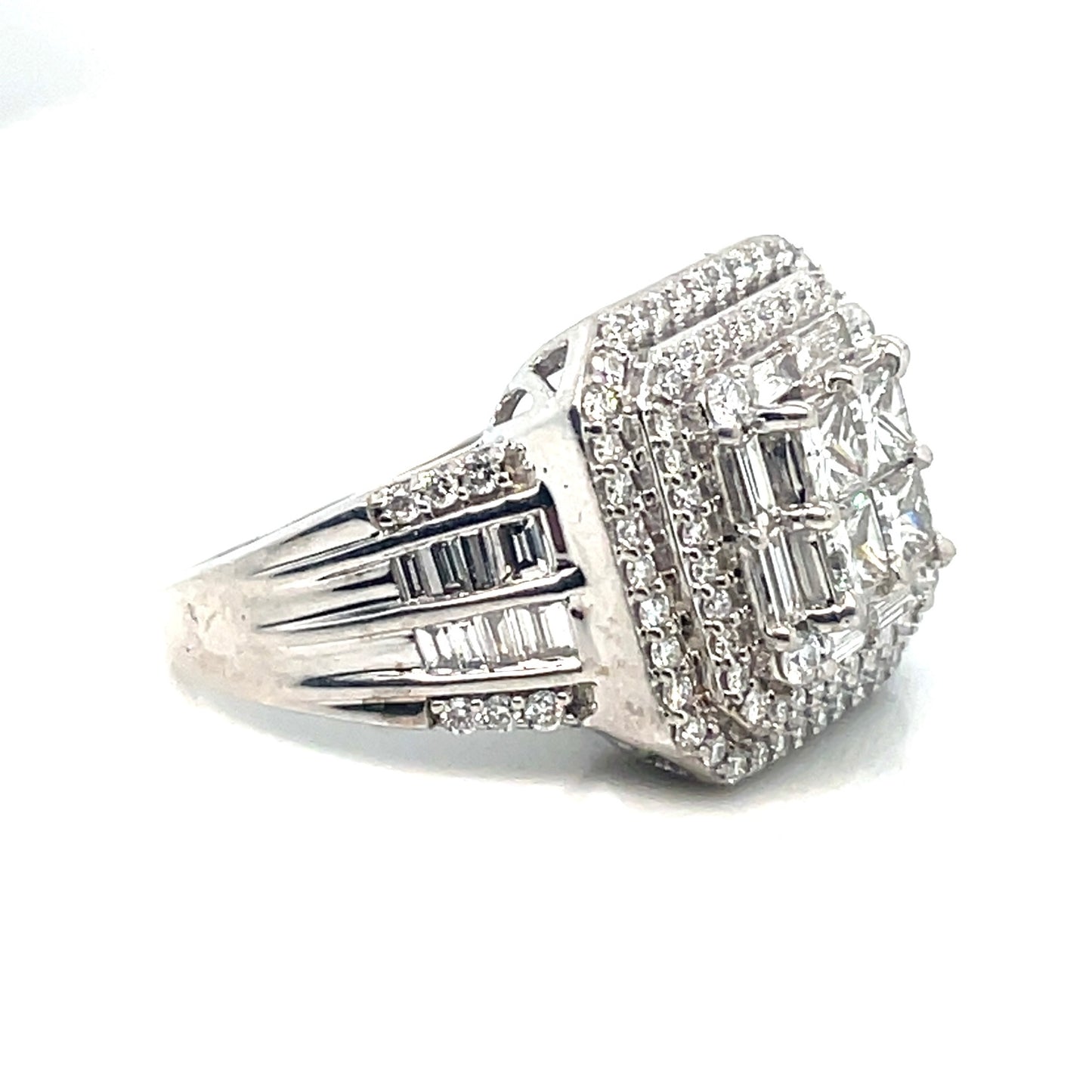 14k White Gold Engagement 3.30 CT TW Diamonds Ring