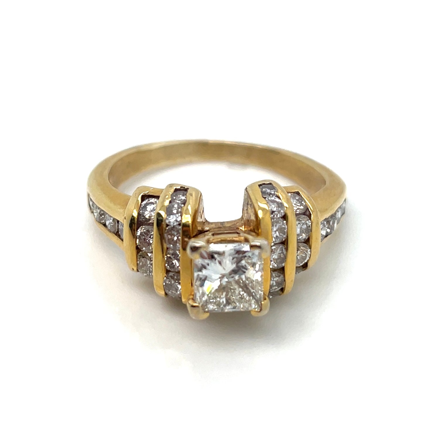 14k Yellow Gold Engagement Princess Diamond 2.6 CT TW Ring Set
