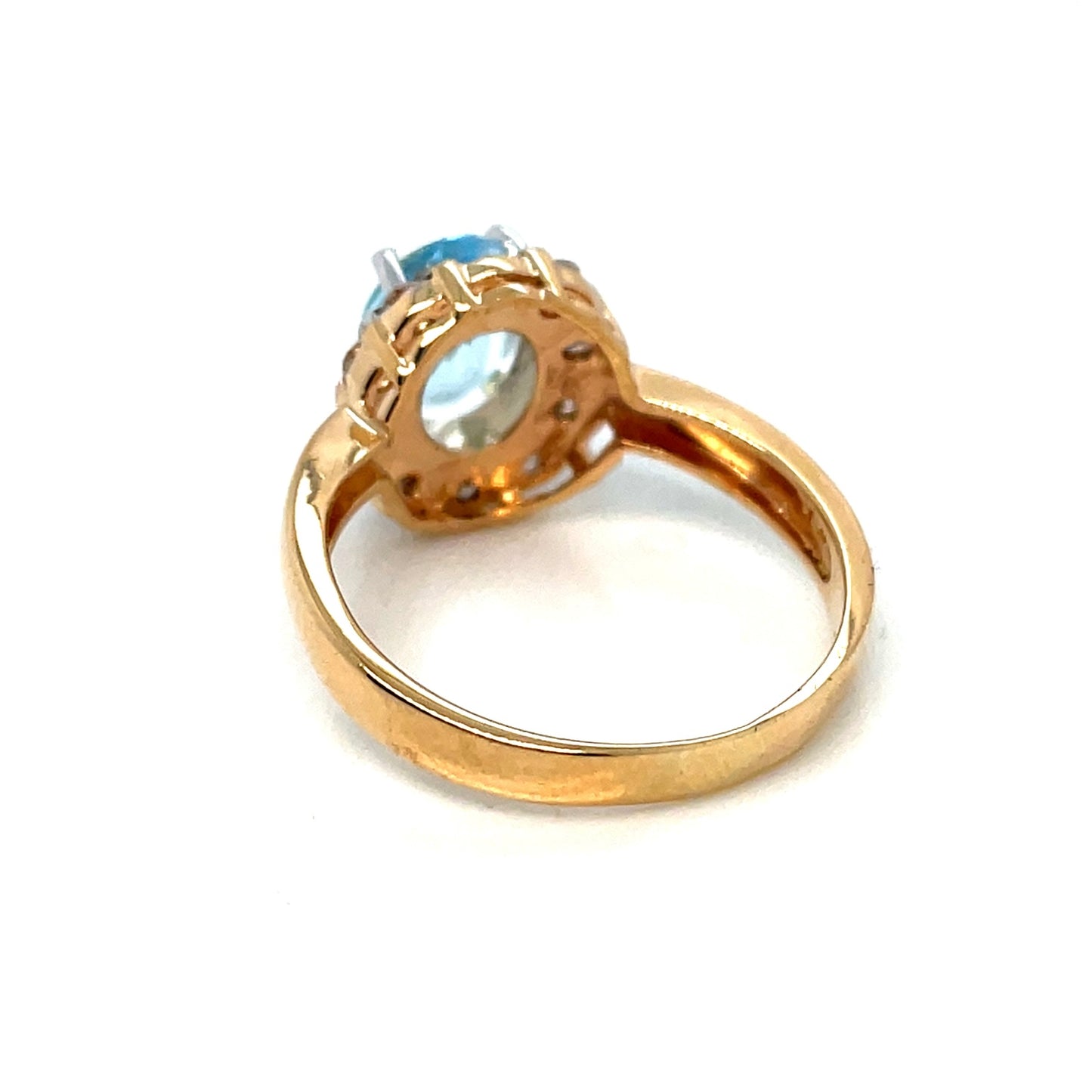 14k Yellow Gold Sky Blue Topaz Lady’s Diamond Ring