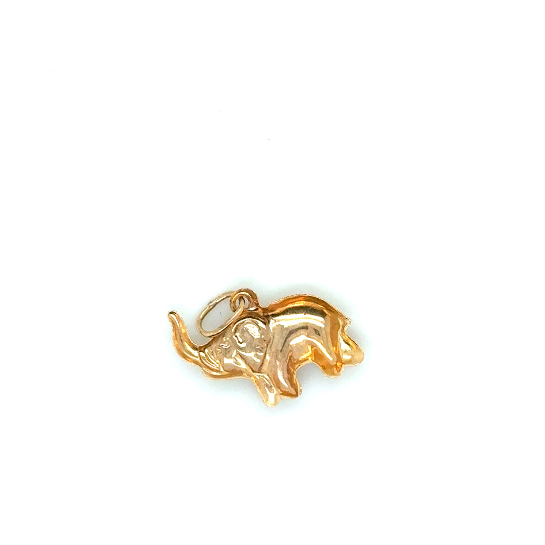 14k Yellow Gold Elephant Pendant