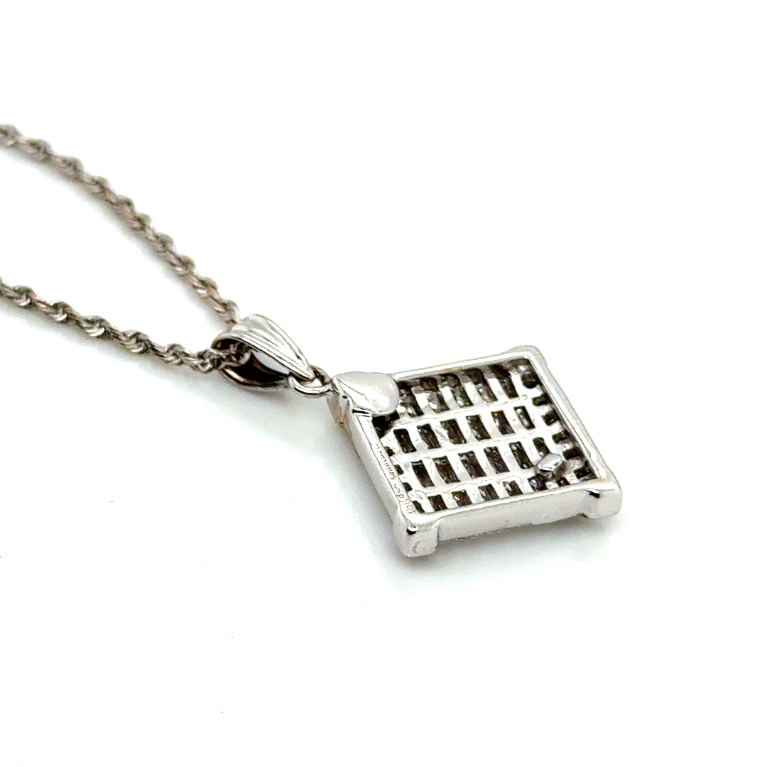 New 18k White Gold 2.10 CT TW Diamond Pendant