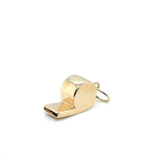 New 14k Yellow Gold Whistle Pendant