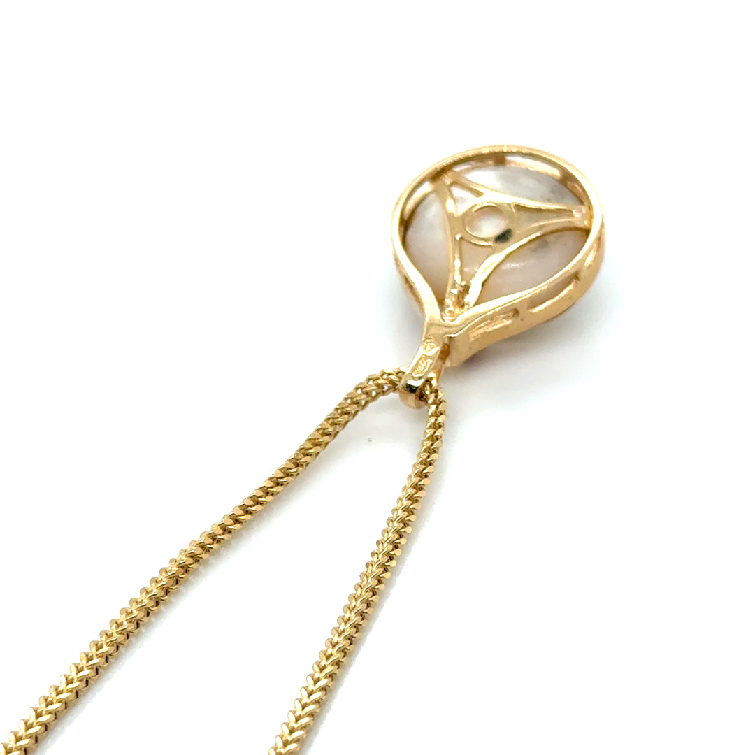 14k Yellow Gold Pearl and Ruby Pendant