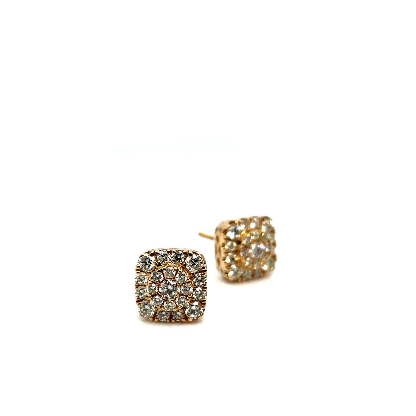 14k Yellow Gold 1.15 CT TW Diamonds Square Earrings