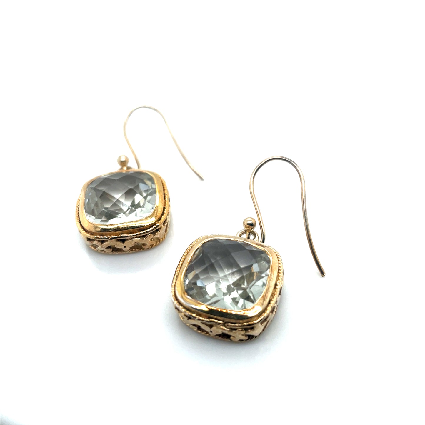 925 Gold Plated Baroni Green Amethyst Earrings