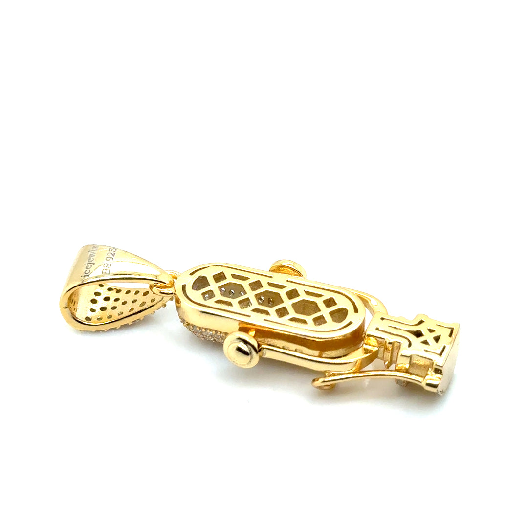 925 Gold Plated Cubic Zirconia Microphone Pendant
