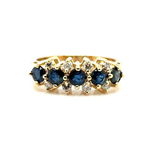 14k Yellow Gold Sapphire and Diamond Ring