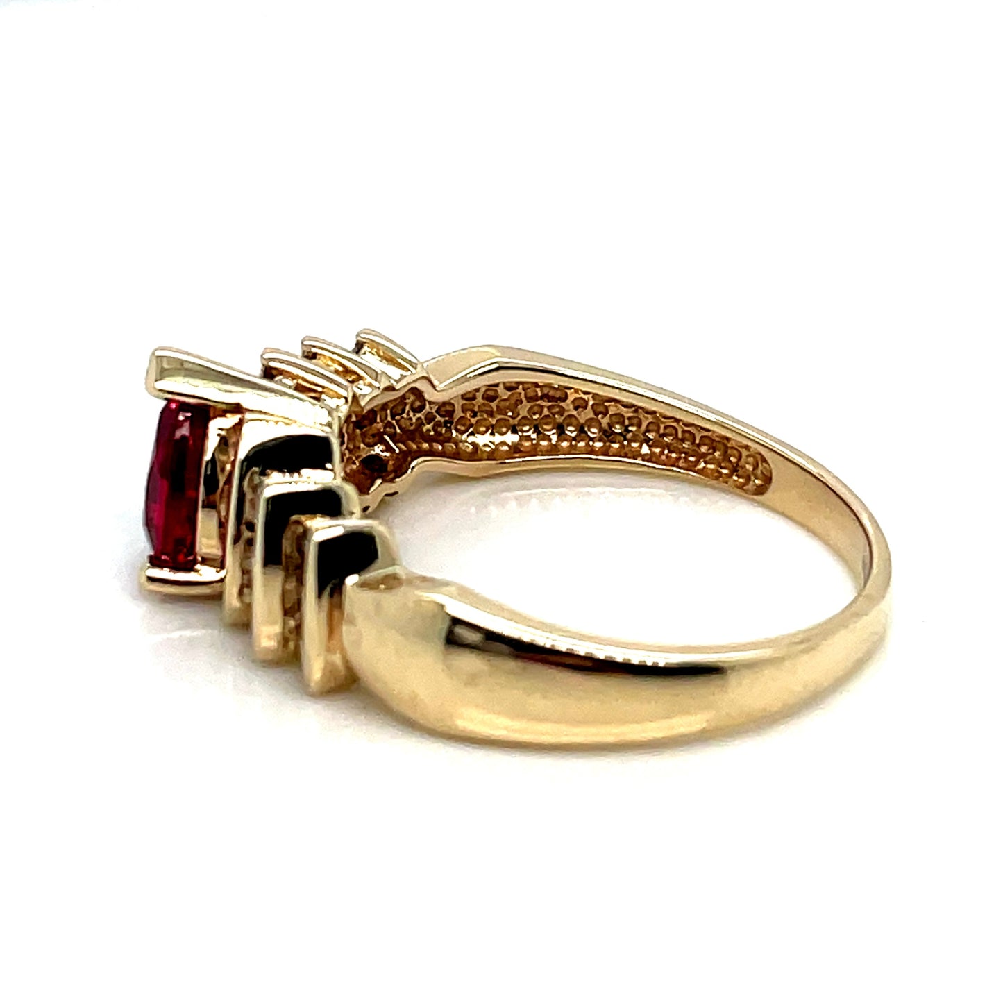 14k Yellow Gold Light Rhodolite 0.55 CT TWDiamond Ring