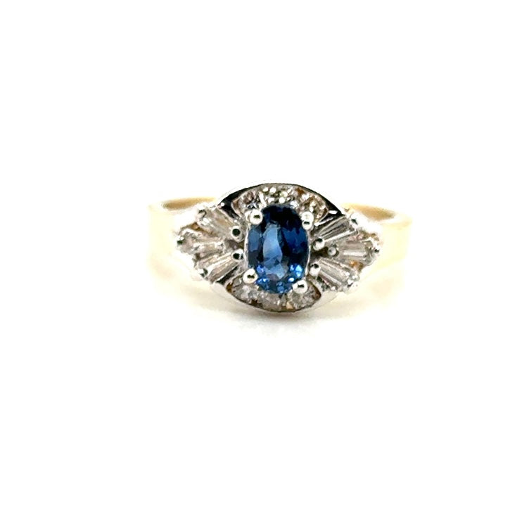 14k Yellow Gold Sapphire and 0.35 CT TW Diamond Ring